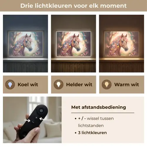 Paard - Natuur - Bloemen - Vlinders - Bos Light Box met batterij (Wandlamp kind) middel -USP_lichtkleurNL