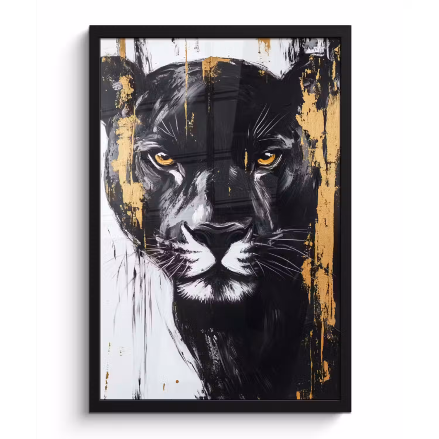 Poster met lijst - Panter - Zwart - Abstract - Verfstreken