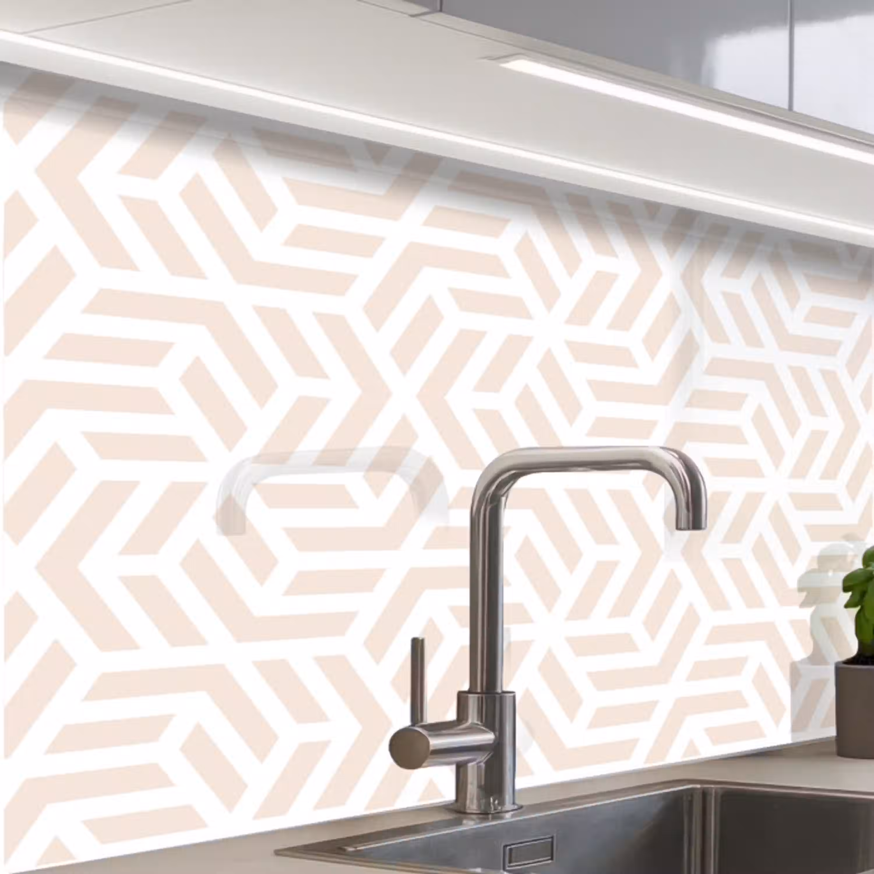 Beige - Geometrie - Patronen - Abstract keuken achterwand 2 middel 865 -zzzz3d_schuin