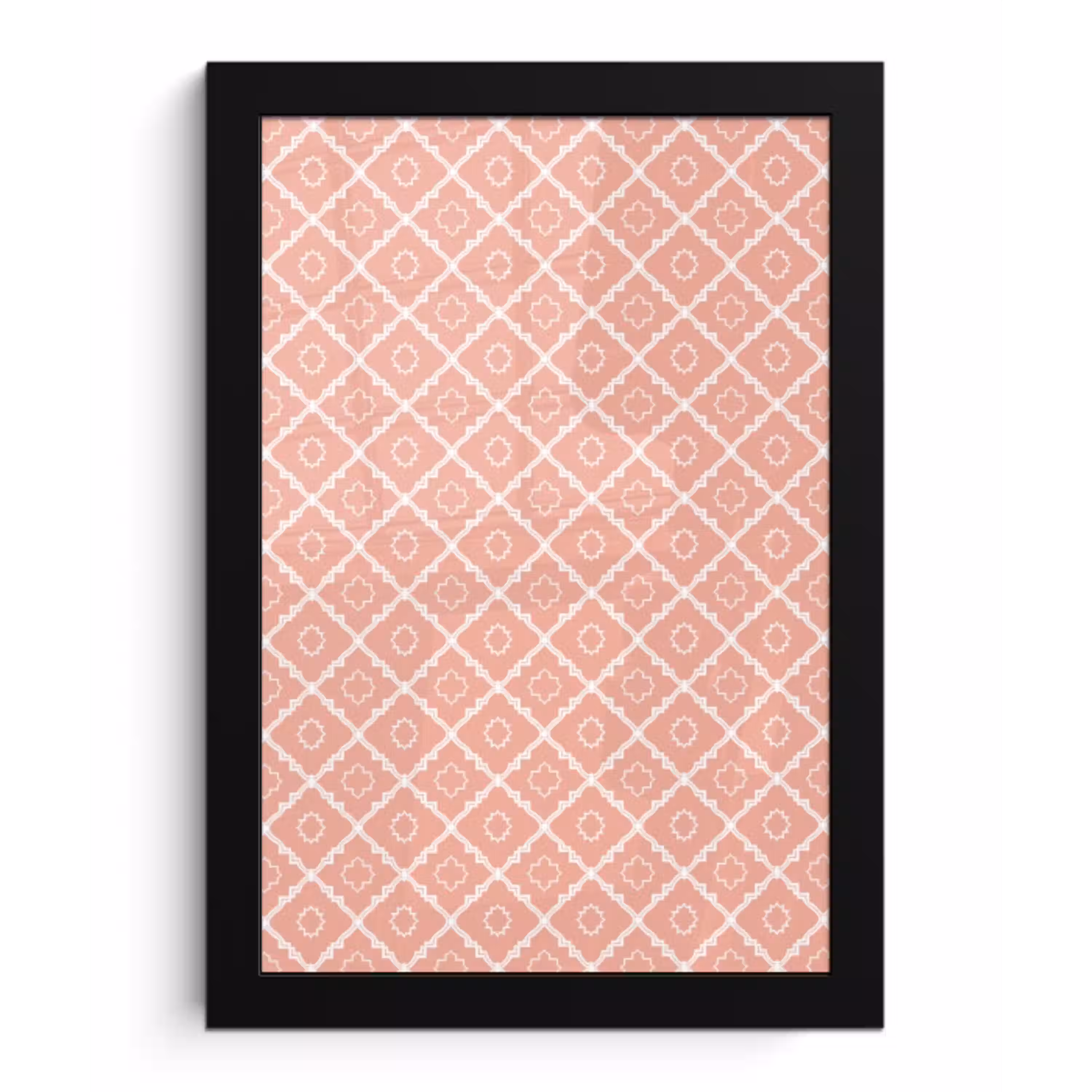 Zalmroze - Geometrisch - Elegant - Patroon fotolijst zwart zonder passe partout klein 224 -3d