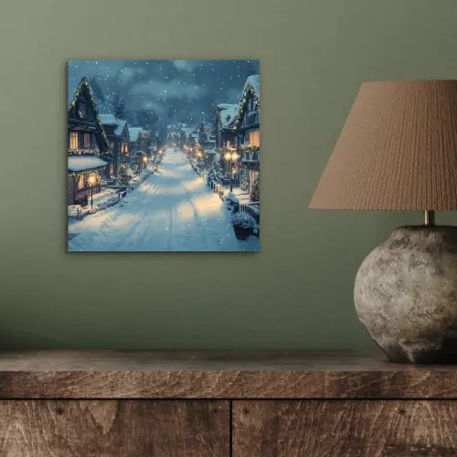Kerstdorp - Kerst - Sneeuw - Winter aluminium wit klein -sfeer2