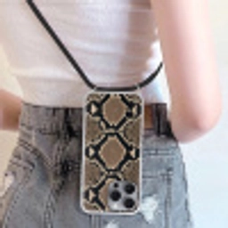 Slangenprint - Python - Bruin Hoesje iPhone 16 Pro Max met koord klein -sfeer5