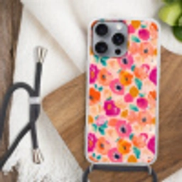 Bloesems - Vrolijk - Kleurrijk Hoesje iPhone 16 Pro Max met koord klein 804 -sfeer4