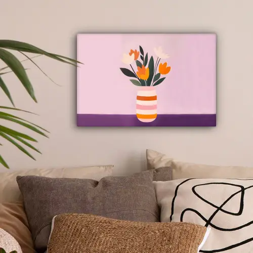 Tulpen - Vaas - Strepen - Paars canvas 2cm klein -sfeer1