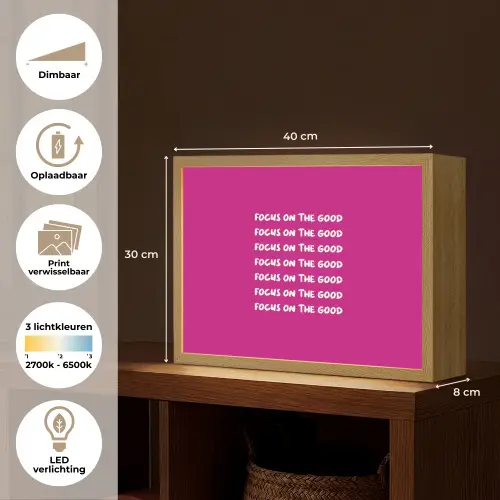 Focus on the good - Roze - wit Light Box met batterij (Wandlamp) middel -USP_websiteoverzichtNL
