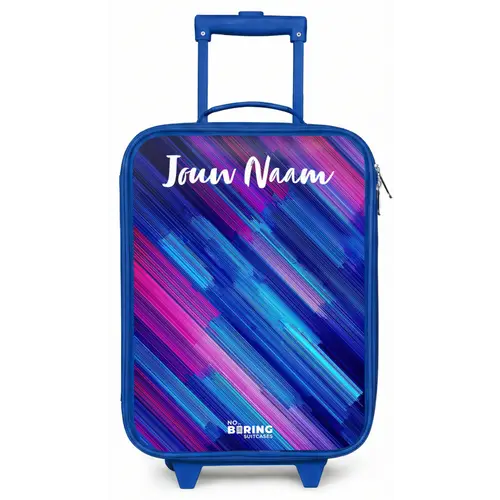 Neon - Strepen - Abstract - Blauw - Roze Kinderkoffer - Blauw klein -zz3dotto