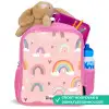 Regenbogen op een roze achtergrond Kinderrugzak - Roze middel -inhoud_NL