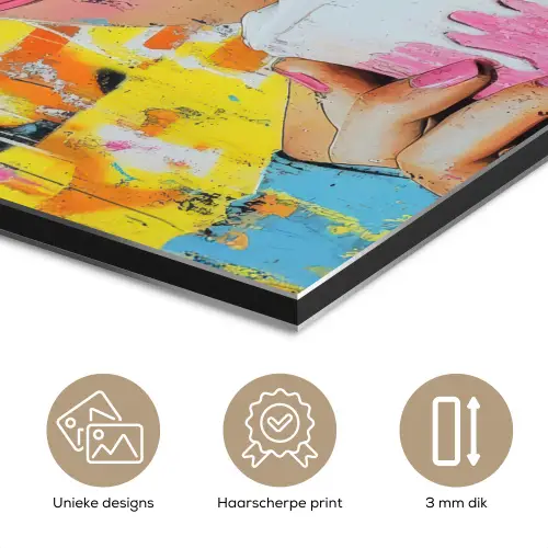 Expressief - Milkshake - Vrouw - Felle kleuren aluminium wit klein -closeup_NL