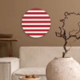 Strepen - Patroon - Rood Wandcirkel kunststof plaat 5mm dik klein 188 -sfeer1