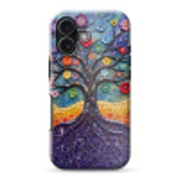 Levensboom - Mozaïek - Bloemen - Kleurrijk - Vrolijk Toughcase MagSafe Apple iPhone 17 klein -3d