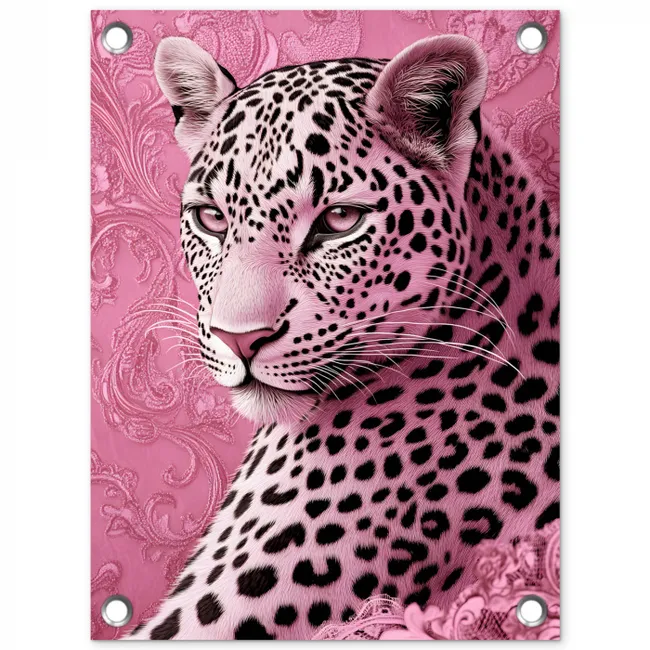 Panter - Luxe - Roze tuinposter los doek klein -3d
