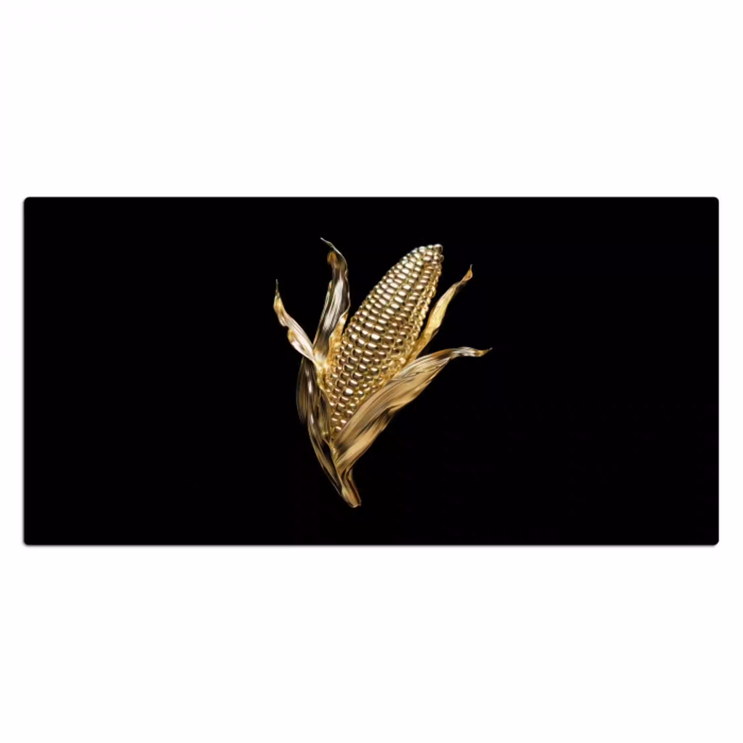 Mais - Eten - Goud - Zwart Muismat XXL klein -3d_leeg