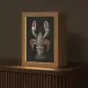 Kreeft - Zwart - Bloemenpatroon - Artistiek Light Box met kabel (Tafellamp) klein -z3d_website