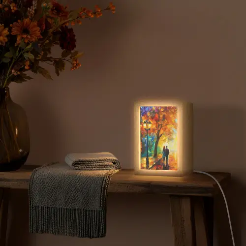 Koppel - Liefde - Bos - Kunst Light Box met kabel (Tafellamp) klein -sfeer4