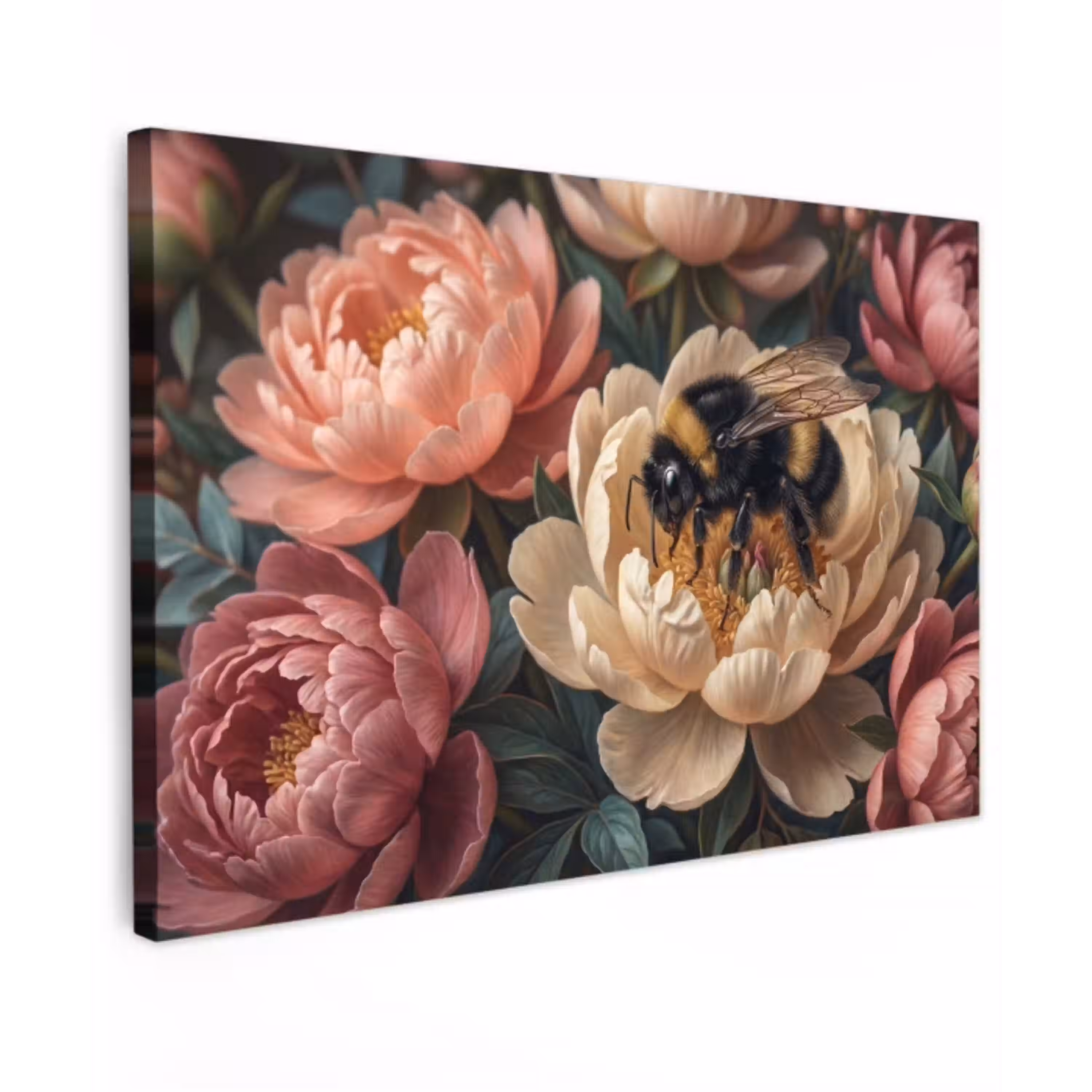 Bloemen - Insect - Natuur - Roze Tuinposter op houten frame 2 cm dik klein -3d