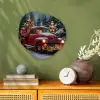 Kersttruck - Sneeuwbos - Rood Wandcirkel Organisch Forex 3mm klein -sfeer2