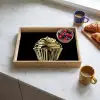 Cupcake - Eten - Goud - Zwart Dienblad Rechthoek middel -sfeer2