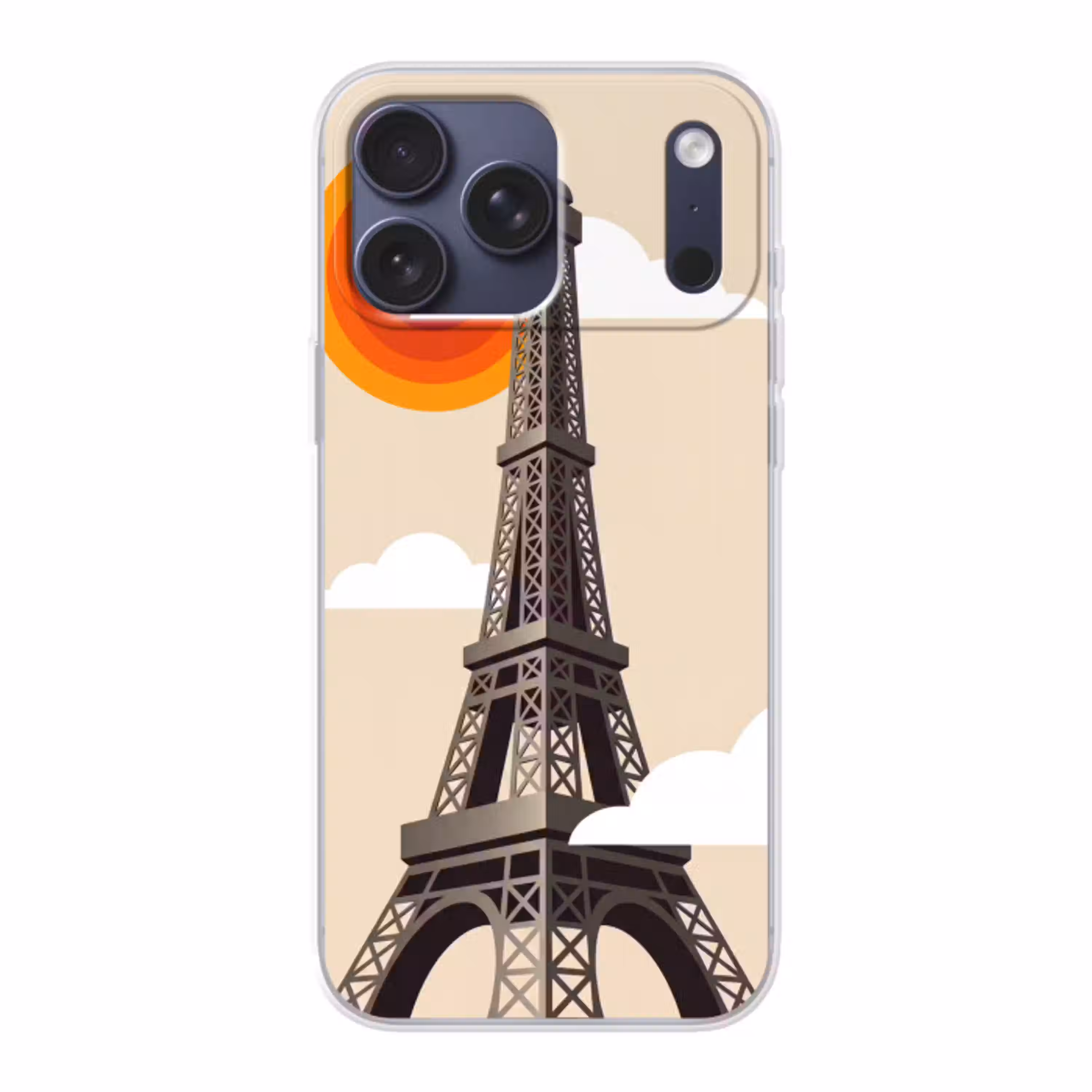 Eiffeltoren - Zon - Architectuur - Abstract - Beige Telefoonhoesje iPhone 17 Pro Max klein -3d