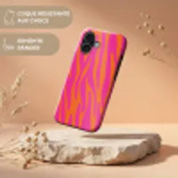 Zebraprint - Roze - Oranje - Dierenprint Toughcase MagSafe Apple iPhone 17 klein -USP_RandenV_FR