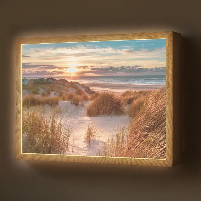 Duin - Planten - Zonsondergang - Strand - Zee Light Box met batterij (Wandlamp) middel -z3d_website