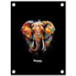 Olifant versierd met kleurrijke spetters tuinposter los doek klein -3d