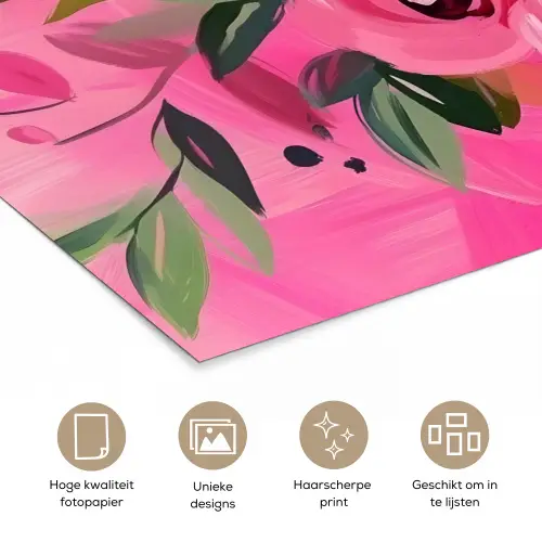 Bloemen - Verf - Roze poster papier klein -closeup_NL