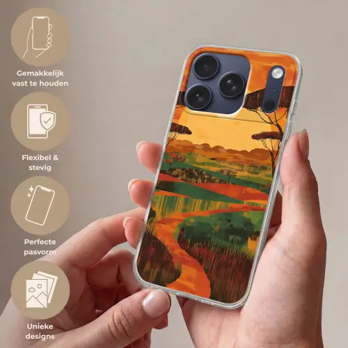 Landschap - Afrikaans - Zon Telefoonhoesje iPhone 17 Pro klein -sfeer3_NL