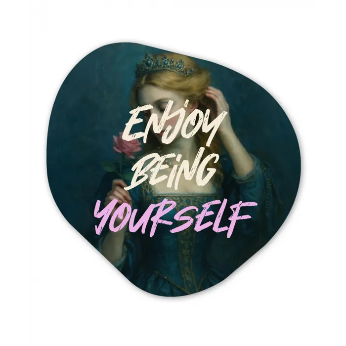 Vrouw - Roos - Quote Wandcirkel Organisch Plexiglas middel -3d