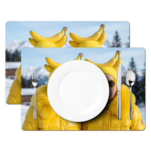 Vrouwen - Bananen - Geel Placemat vinyl groot -zzsfeer2_Kitchenyeah-website