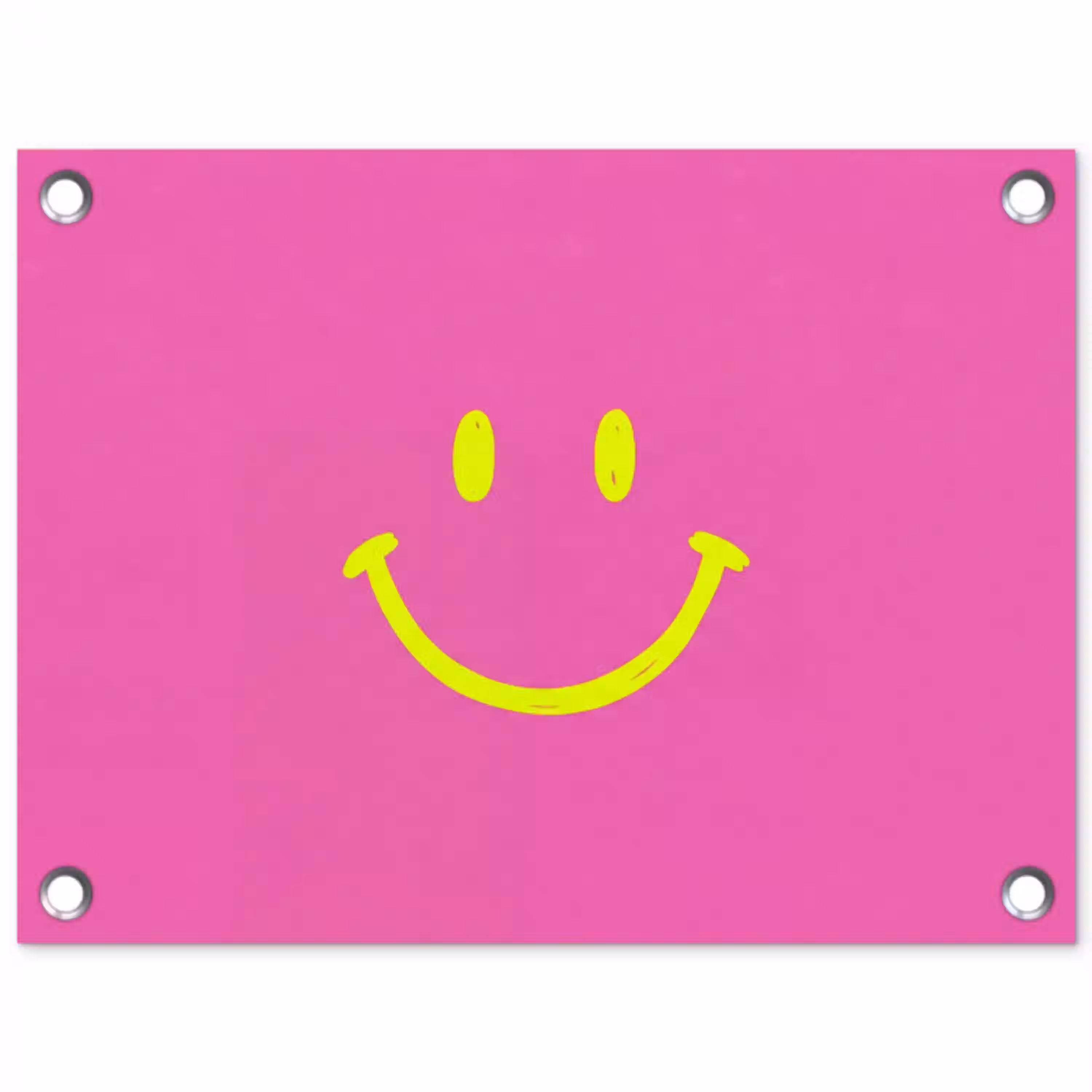 Smiley - Vrolijk - Roze tuinposter los doek klein -3d