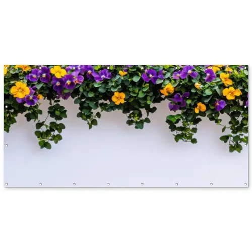 Bloemen - Muur - Geel - Paars Balkonbeschermer Duitsland klein -zz_3d