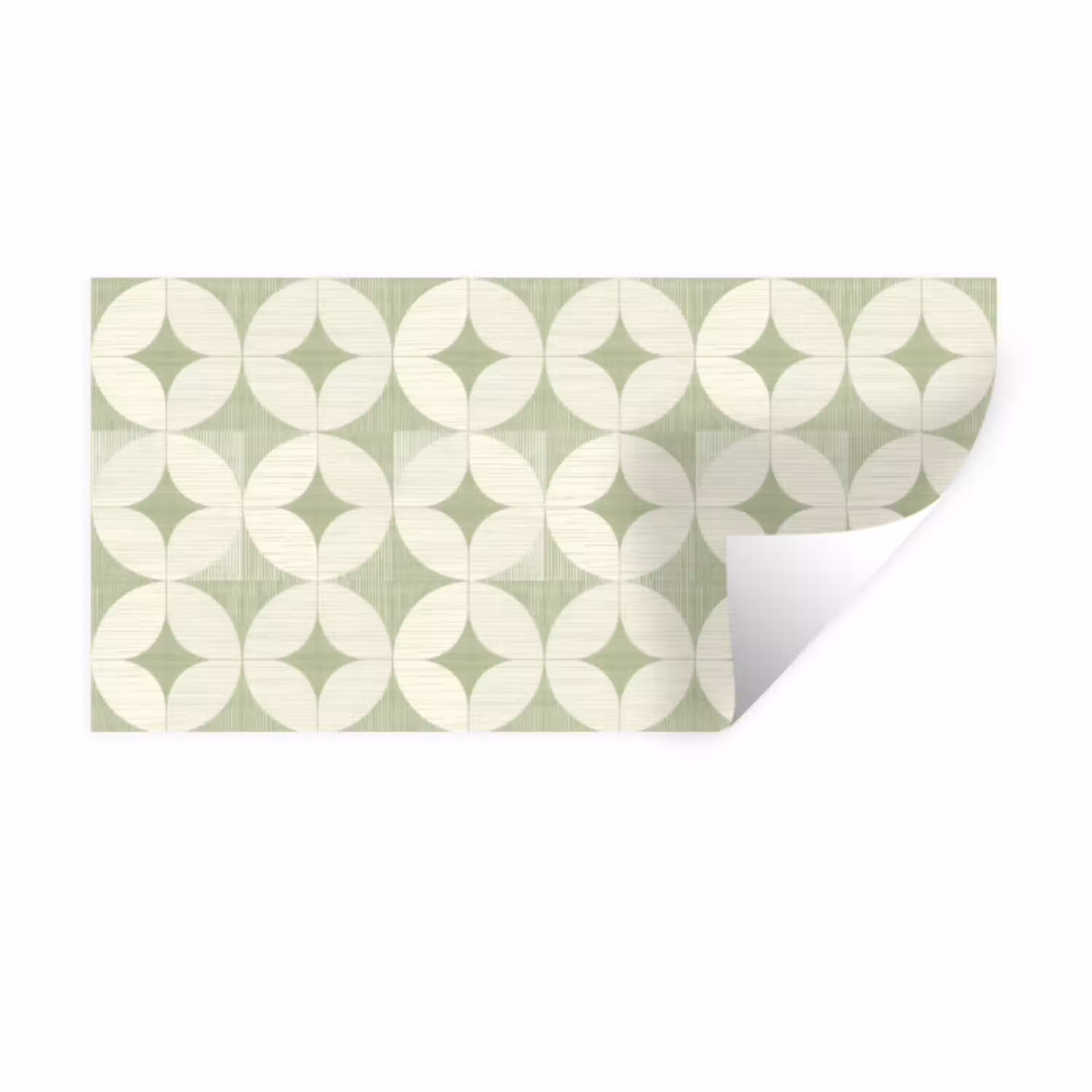 Saliegroen - Geometrisch - Retro - Mid-Century - Patroon Muursticker klein 287 -3d