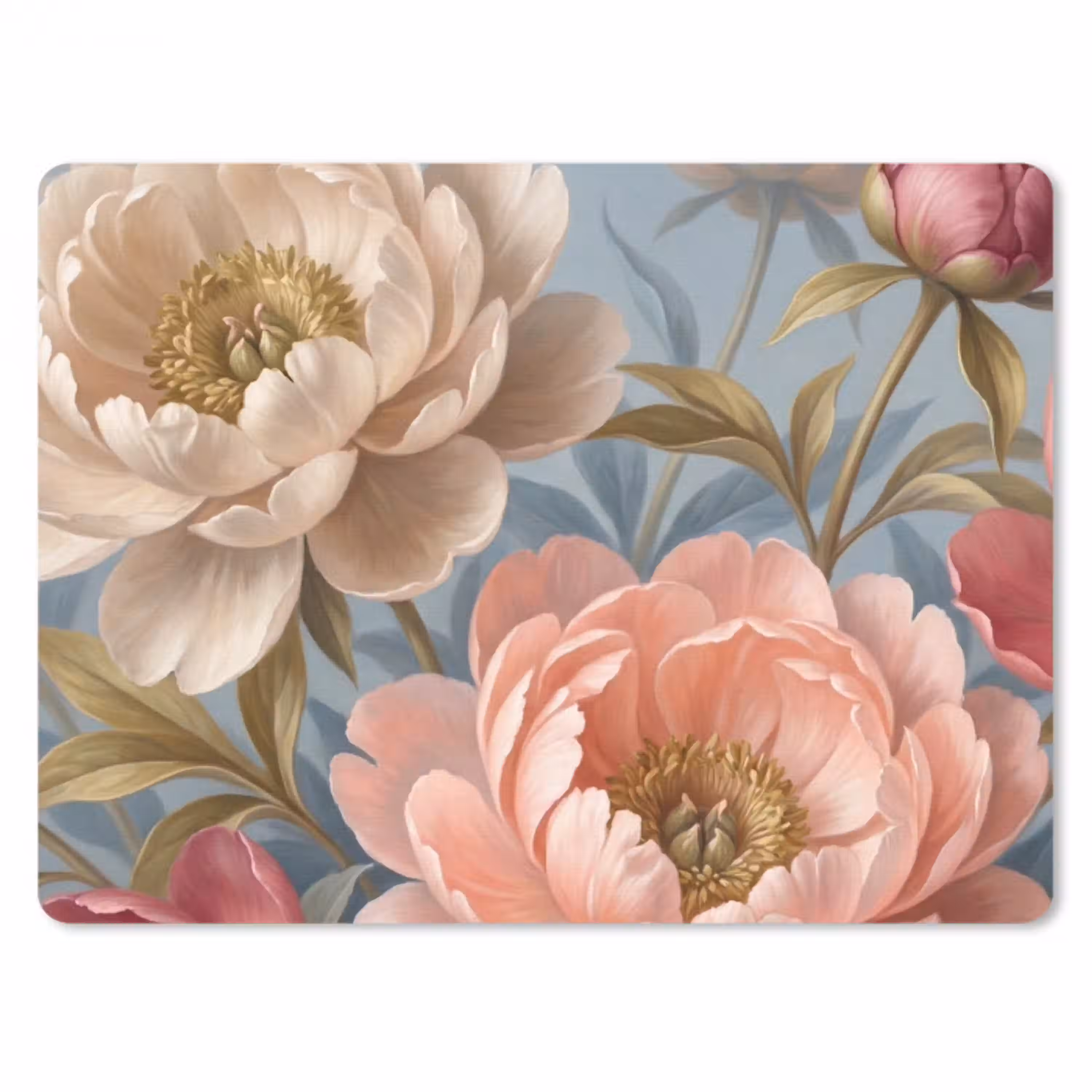 Bloemen - Roze - Beige - Modern - Natuur muismat rubber klein -3d