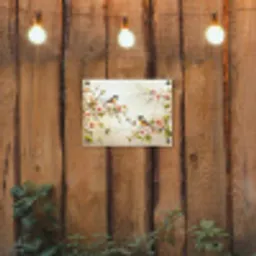 Takken - Bloemen - Vogeltjes - Roze tuinposter los doek klein -sfeer1
