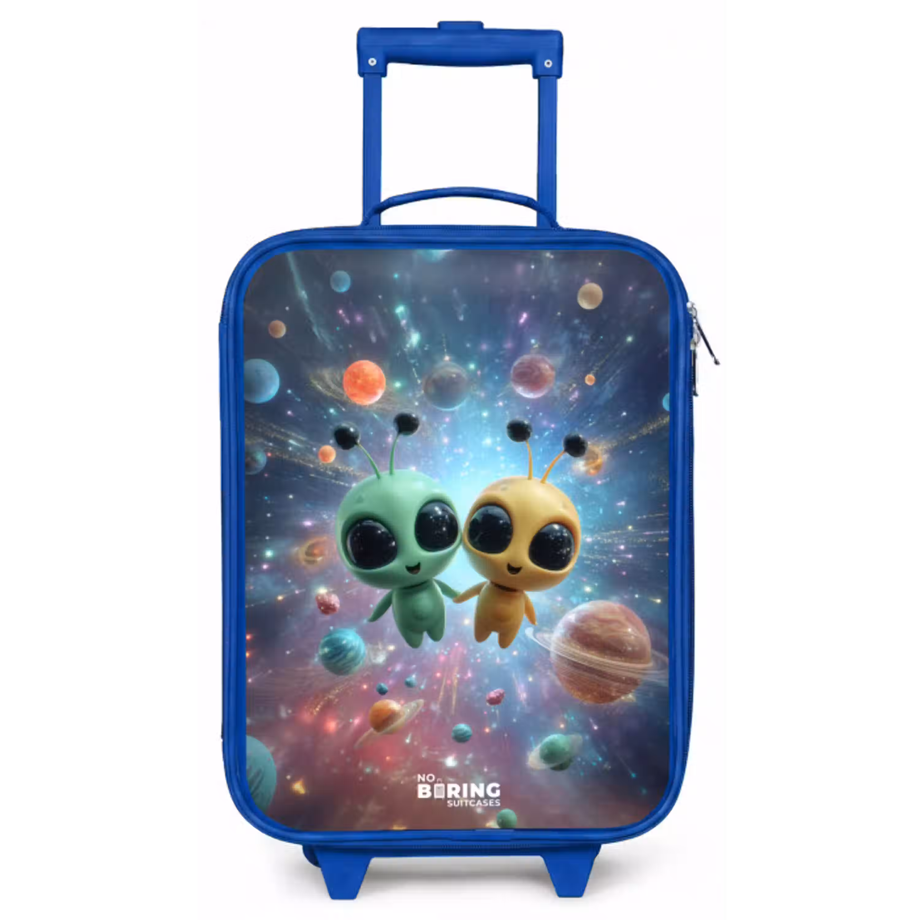 Vrolijke buitenaardse vrienden Kinderkoffer - Blauw klein -zz3dotto