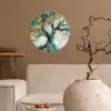 Boom - Modern - Verflook - Turquoise - Goud Wandcirkel behangsticker klein -sfeer1