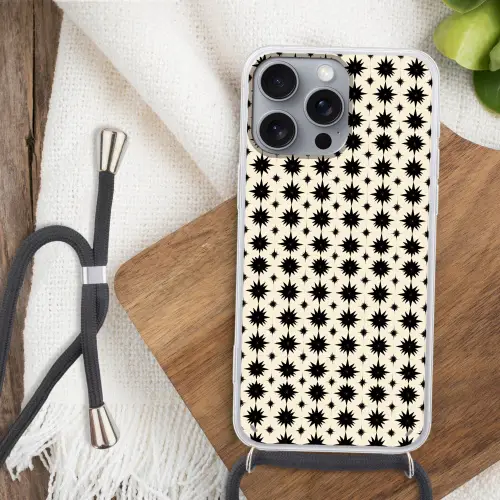 Stervormen - Geometrisch - Zwart Hoesje iPhone 16 Pro Max met koord klein 804 -sfeer4