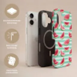 Watermeloen - Strepen - Groen Toughcase MagSafe Apple iPhone 17 klein 1017 -USP_Lagen_NL