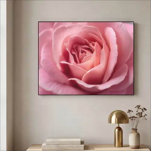 Roze - Roos - Romantisch Textielframe zwart klein -sfeer2
