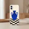 Vaas - Blauw - Geblokt - Modern Apple iPhone 16 Plus klein -sfeer2