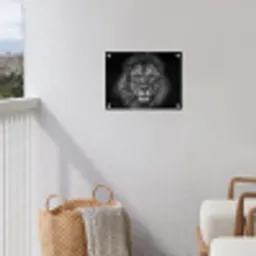 Leeuw - Dieren - Zwart - Wit tuinposter los doek klein -sfeer8
