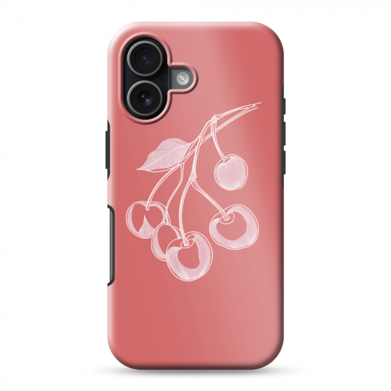 Lijnillustratie - Kersen - Tak - Wit Toughcase MagSafe Apple iPhone 17 klein -3d