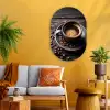 Kop - Koffie - Hout - Bonen Wandcirkel Ovaal Glas middel -sfeer4