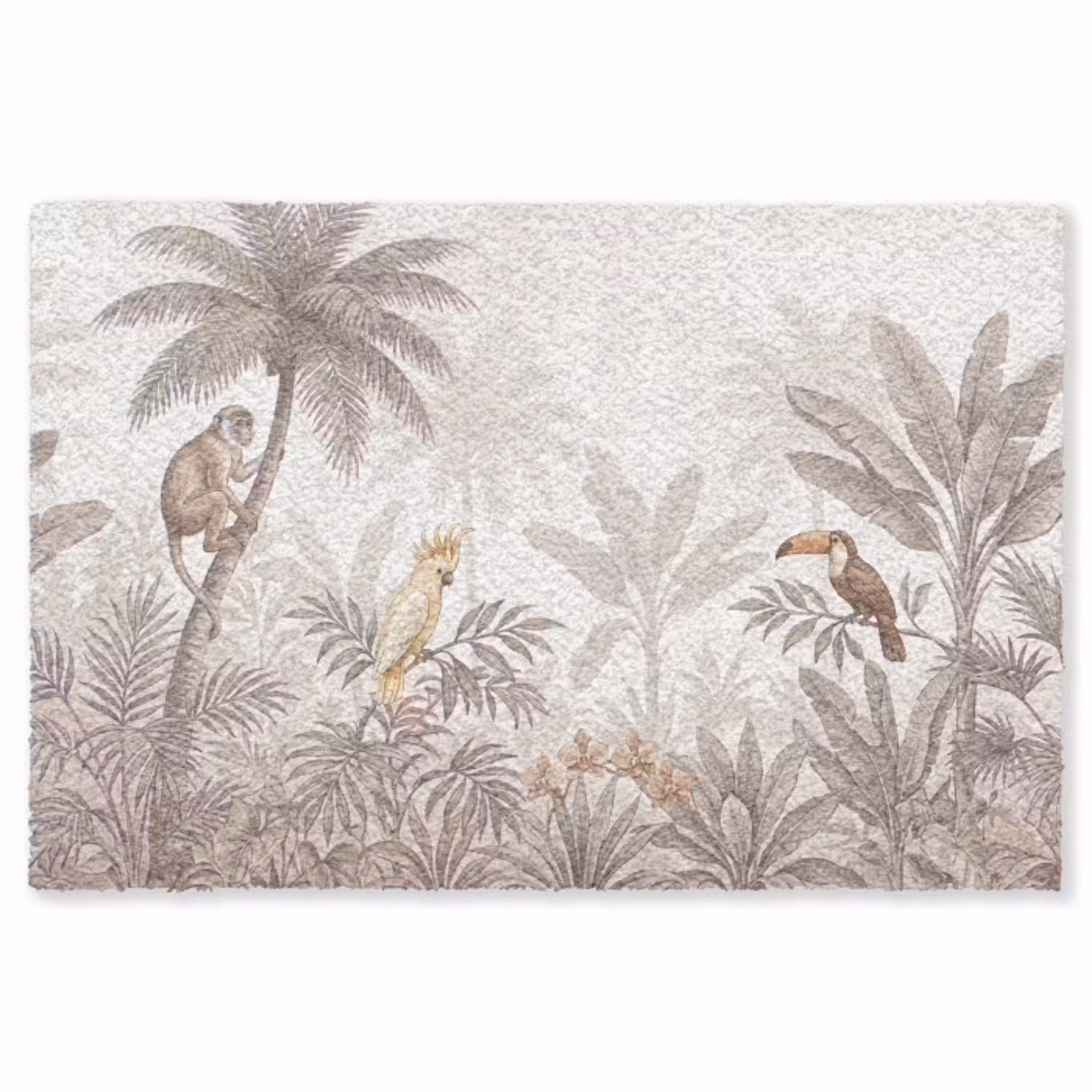 Jungle - Dieren - Palmbomen Vloerkleed Rechthoek klein -3d