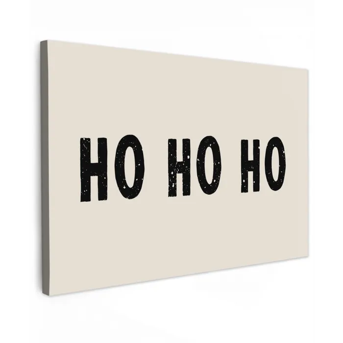 Kerstmis - Ho ho ho - Spreuken - Beige - Kerstman canvas 2cm klein -z3d