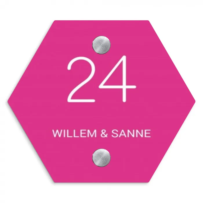 Felroze - Klassiek Naambord Hexagon klein -3d