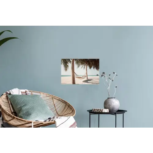 Hangmat - Palmbomen - Strand - Zee Muursticker klein -plant