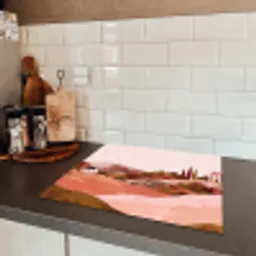 Heuvellandschap - Grafisch - Terracotta Inductie beschermer vinyl 3mm middel -sfeer3