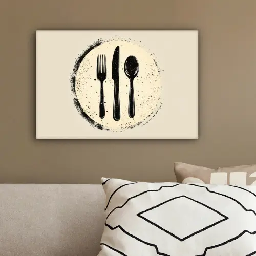 Zwart - Bestek - Rondje canvas 2cm klein -sfeer3