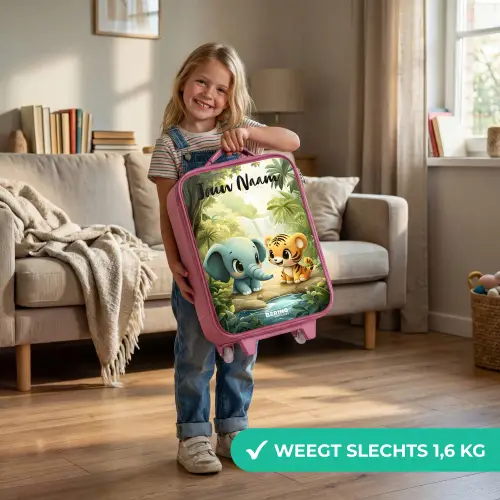 Olifant - Tijger - Bos - Jungle Kinderkoffer - Roze klein -sfeer2_NL